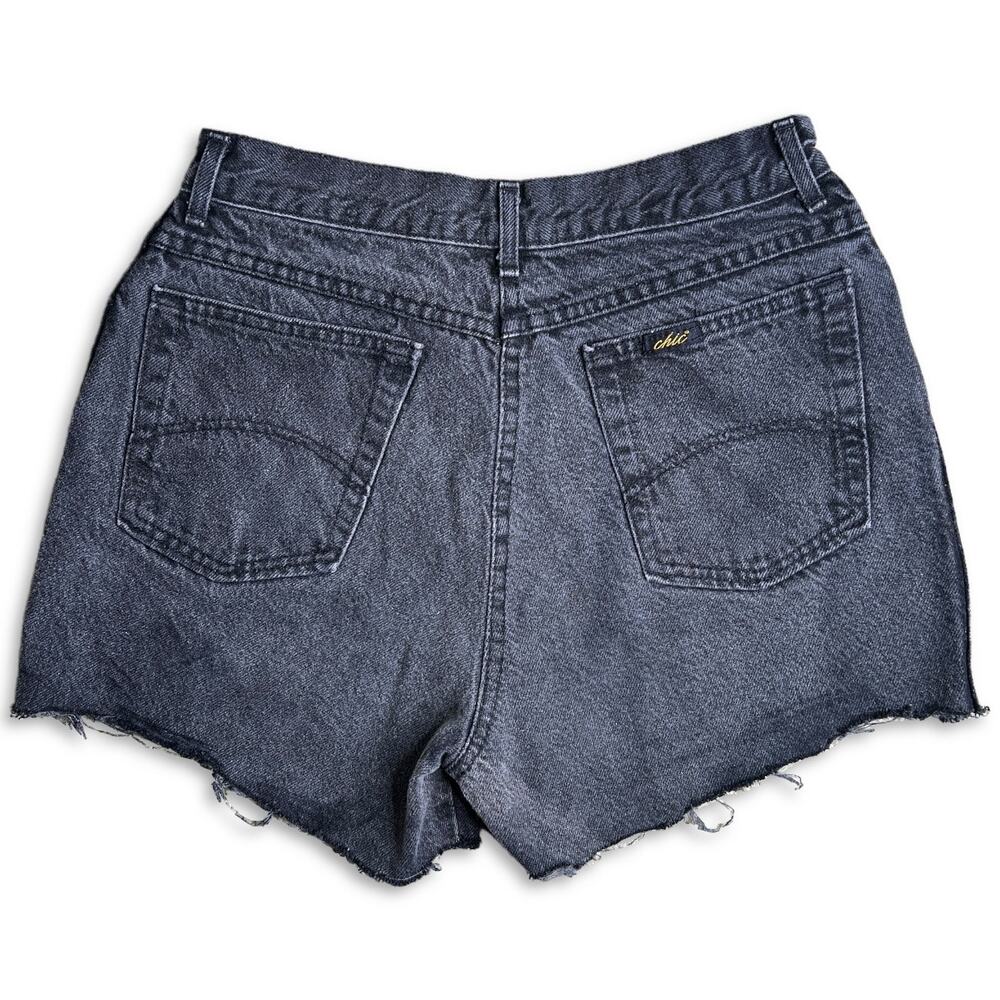 Vintage 90s Denim Chic Jean‎ Cut Off Shorts Black Jorts Size 27”